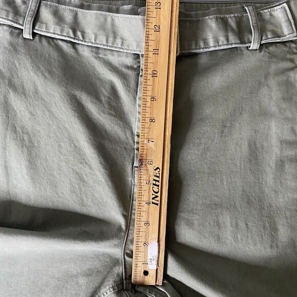 BANANA REPUBLIC Twill Pants Straight Ankle Tabs Ultra High Rise Womens 12 Green - Picture 8 of 12